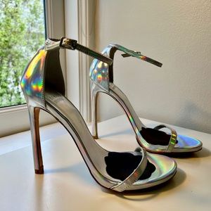 Stuart Weitzman Nudist Iridescent Stiletto Sandal 7M